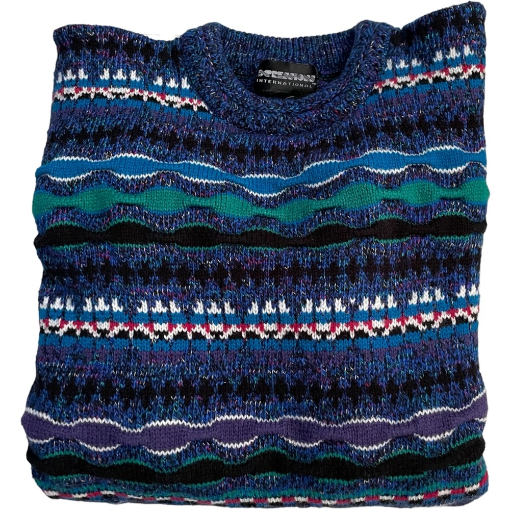 Vintage 90s Men’s Sweater Expressions International Multicolor Size Large